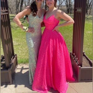 Pink Sequin Prom Dress